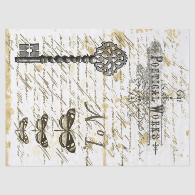 Script Digital Collage Decoupage Tissue Paper (Front)