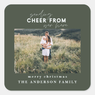 script distance sending cheer from over here square sticker