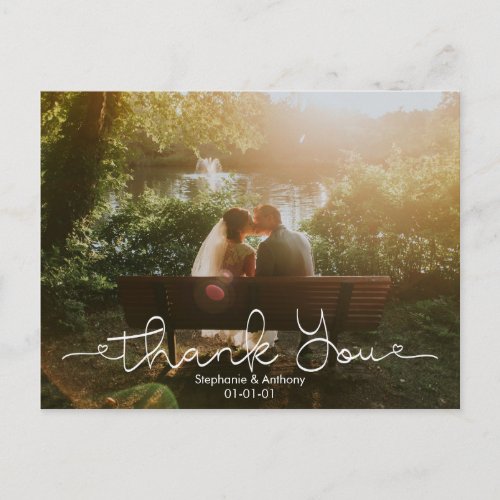 Script Doodle Photo Wedding Thank You Card