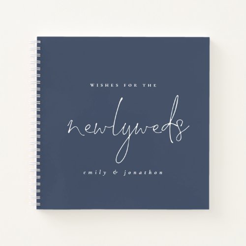 Script Dusty Blue Newlyweds Wedding Guest Book