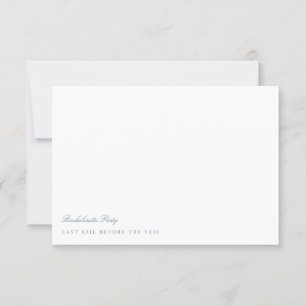 Script Dusty Blue & White Bachelorette Party Card
