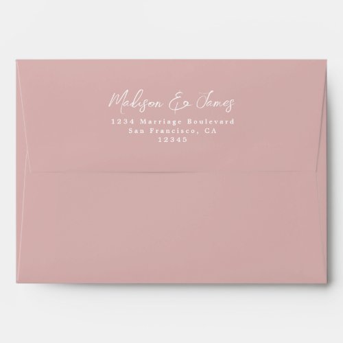Script Dusty Pink Wedding Return Address Envelope