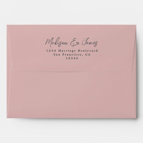 Script Dusty Pink Wedding Return Address Envelope