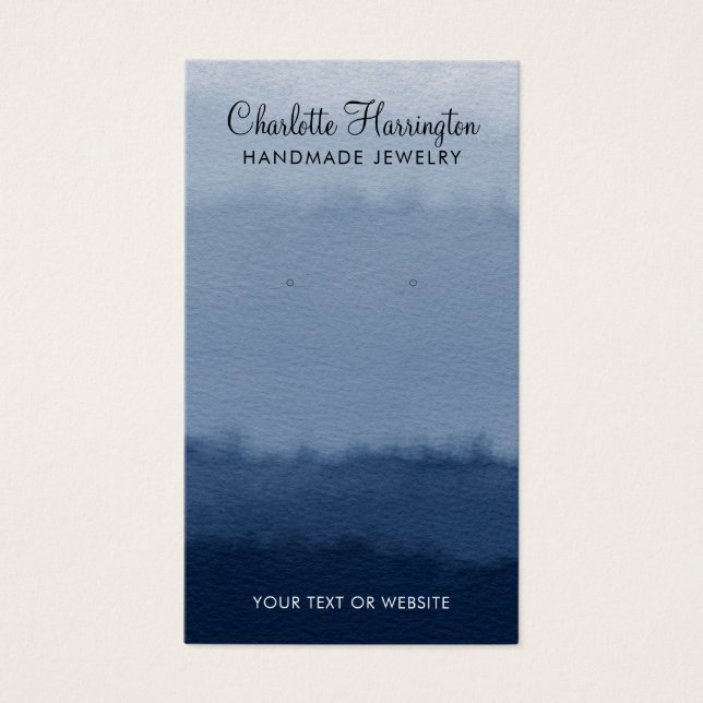 Script Earring Blue Ombre Jewelry Display Card (Front)