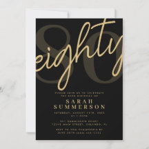 Script Eighty Black Gold 80th Birthday Party