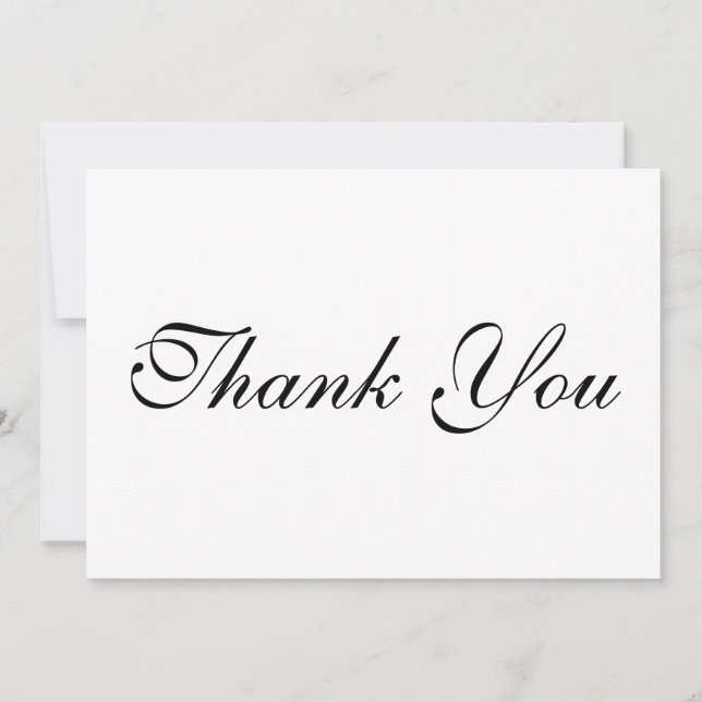 Script elegant black white Thank You note card (Front)