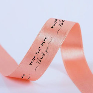 Script Elegant Thank You Rose Gold Custom Satin Ribbon