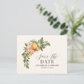 Script elegant wedding citrus botanical modern ann announcement postcard (Standing Front)