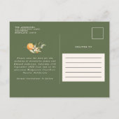 Script elegant wedding citrus botanical modern ann announcement postcard (Back)