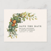Script elegant wedding citrus botanical modern announcement postcard (Front)
