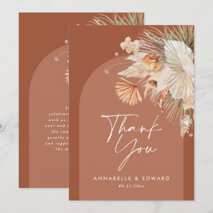 Script elegant wedding thank you teracotta modern card