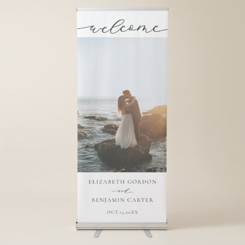 Script Elegant Welcome Photo Wedding Retractable Banner