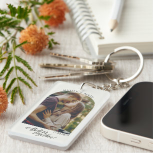 Script Engagement Photo Better Together Custom Keychain