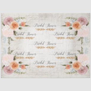 Script Ephemera Watercolor Floral Bridal Shower Tissue Paper
