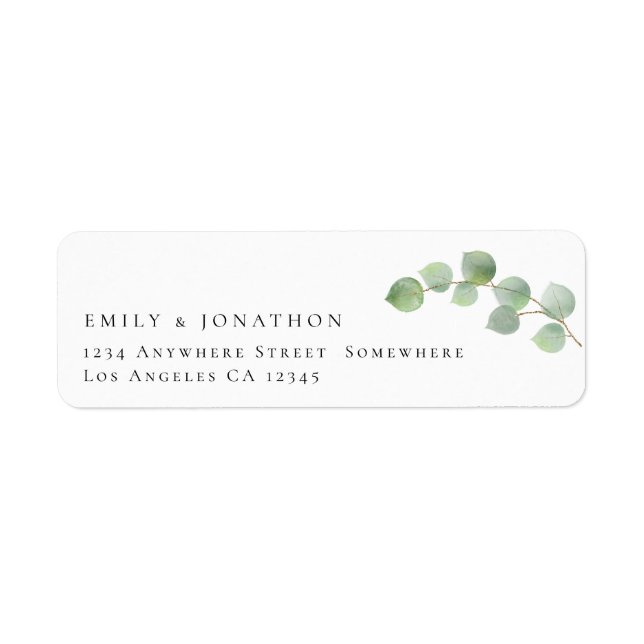 Script Eucalyptus Informal Return Name Address Label (Front)