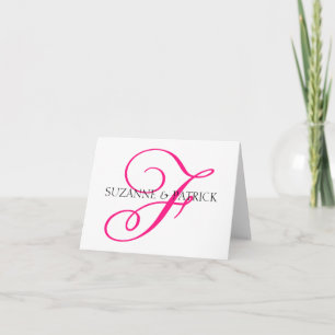 Script F Monogram Notecard (Hot Pink / Black)