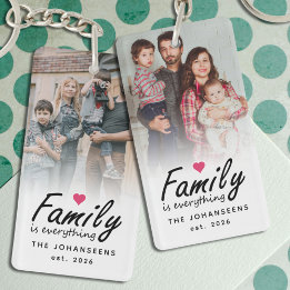Script Family is Everything 2 Sided Custom Photo Keychain