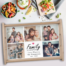 Script Family is Everything Custom Photo Collage  Serving Tray