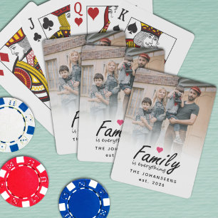 Script Family is Everything Modern Custom Photo Poker Cards