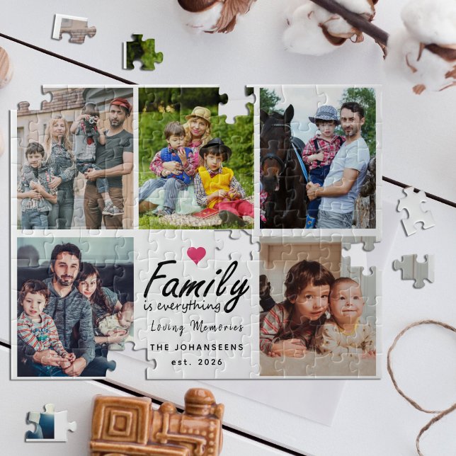 Script Family is Everything Photo Collage Keepsake Jigsaw Puzzle (Creator Uploaded)