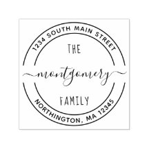 Script Family Name 10 Round Custom Return Address