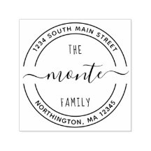 Script Family Name 5 Round Custom Return Address