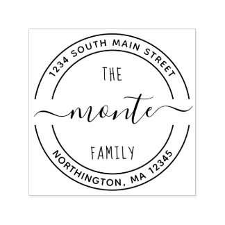 Script Family Name 5 Round Custom Return Address Self-inking Stamp