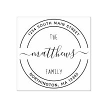 Script Family Name 8 Round Custom Return Address