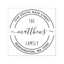 Script Family Name 8 Round Custom Return Address