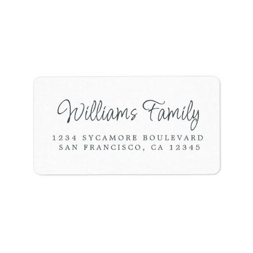 Script Family Name Black White Return Address  Label