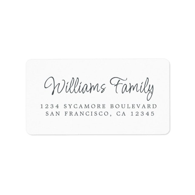 Script Family Name Black White Return Address  Label (Front)