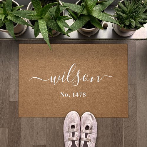Script Family Name House Number Personalized Doormat