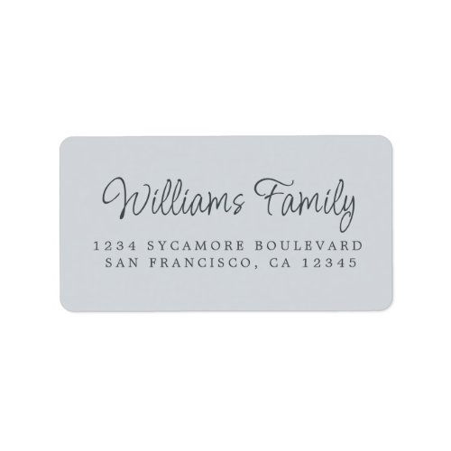 Script Family Name Pastel Blue Return Address  Label