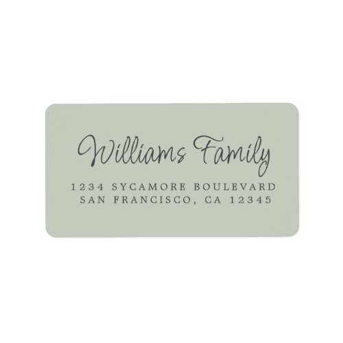Script Family Name Pastel Green Return Address  Label
