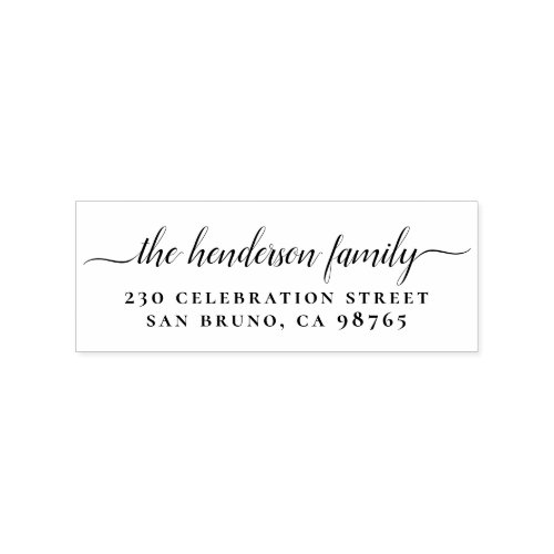 Script Family Name Personalized Return Address Rubber Stamp