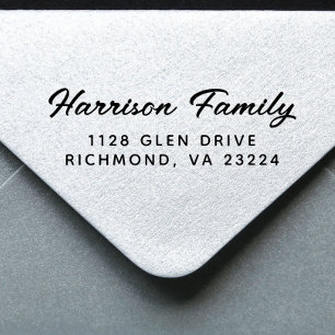 Script Family Name Return Address Self-inking Stamp