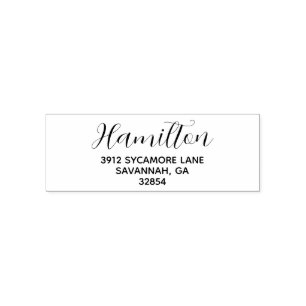 Script Family Name & Simple Address Self-inking Stamp