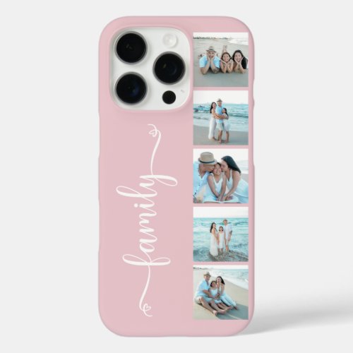 Script Family Photo Blush Pink iPhone 16 Pro Case