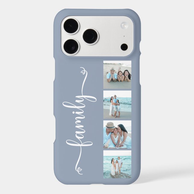 Script Family Photo Dusty Blue Case-Mate iPhone Case (Back)
