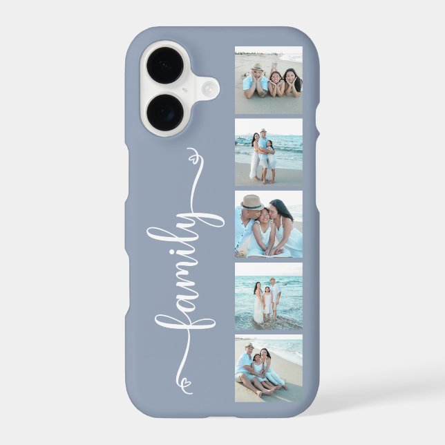 Script Family Photo Dusty Blue Case-Mate iPhone Case (Back)