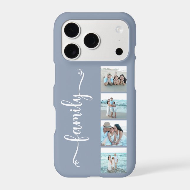 Script Family Photo Dusty Blue Case-Mate iPhone Case (Back)