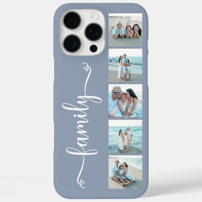 Script Family Photo Dusty Blue Case-Mate iPhone Case (Back)