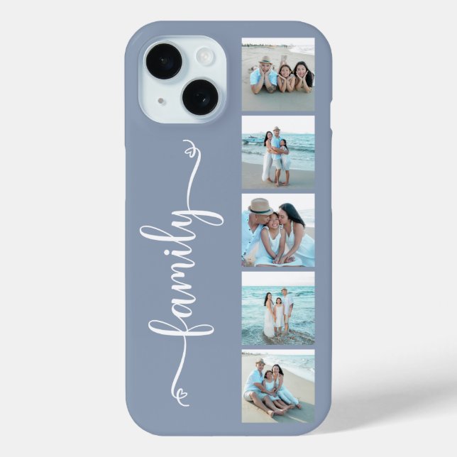 Script Family Photo Dusty Blue Case-Mate iPhone Case (Back)