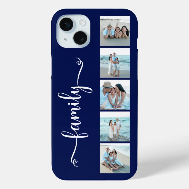 Script Family Photo Navy Blue Case-Mate iPhone Case (Back)