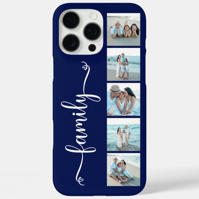 Script Family Photo Navy Blue Case-Mate iPhone Case (Back)