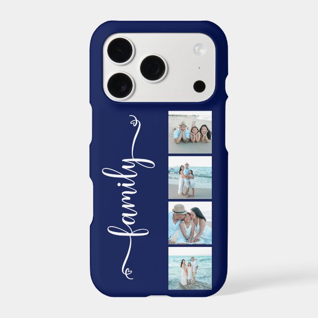 Script Family Photo Navy Blue Case-Mate iPhone Case (Back)