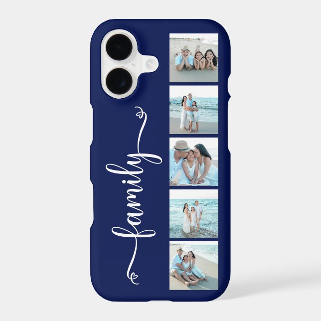 Script Family Photo Navy Blue Case-Mate iPhone Case (Back)