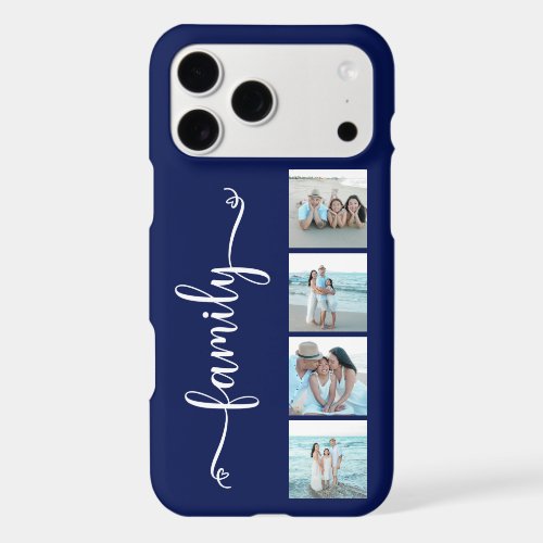 Script Family Photo Navy Blue iPhone 17 Pro Max Case