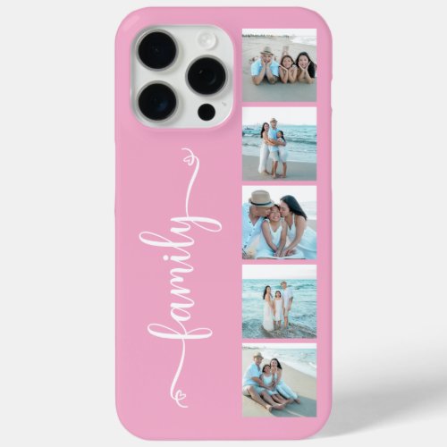 Script Family Photo Pink iPhone 15 Pro Max Case