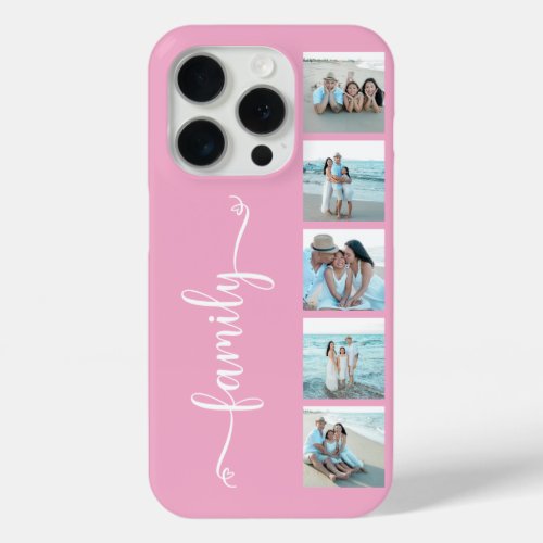 Script Family Photo Pink iPhone 15 Pro Case